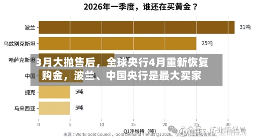 3月大抛售后	，全球央行4月重新恢复购金，波兰	、中国央行是最大买家-第3张图片