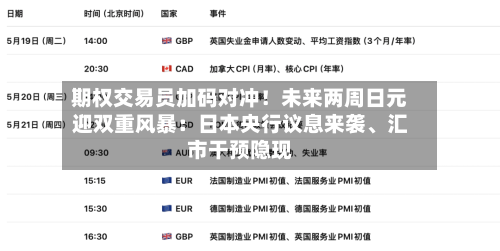 期权交易员加码对冲！未来两周日元迎双重风暴：日本央行议息来袭、汇市干预隐现