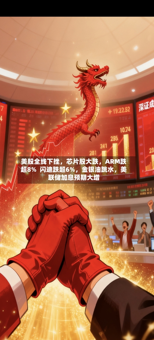 美股全线下挫	，芯片股大跌，ARM跌超8%  闪迪跌超6%，金银油跳水	，美联储加息预期大增-第2张图片