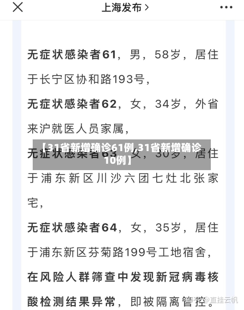 【31省新增确诊61例,31省新增确诊10例】-第2张图片