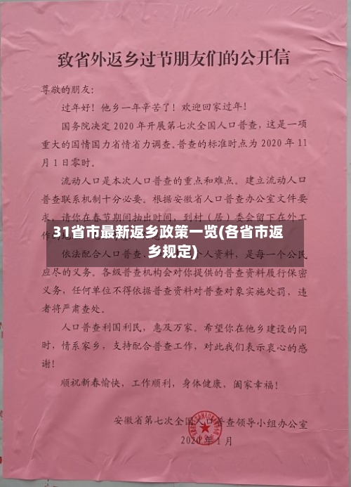 31省市最新返乡政策一览(各省市返乡规定)