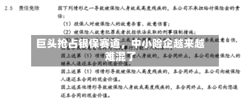 巨头抢占银保赛道，中小险企越来越难混了