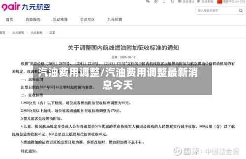 汽油费用调整/汽油费用调整最新消息今天